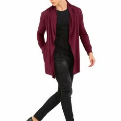 Allegra K C50 Men Shawl Collar Open Front Pockets High-Low Hem Long Cardigan 71 Allegra K C50 Men Shawl Collar Open Front Pockets High-Low Hem Long Cardigan