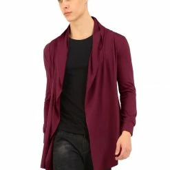 Allegra K C50 Men Shawl Collar Open Front Pockets High-Low Hem Long Cardigan 70 Allegra K C50 Men Shawl Collar Open Front Pockets High-Low Hem Long Cardigan