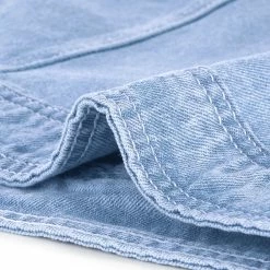 Women Allegra K Revere Collar Washed Denim Jacket With Zip Decors