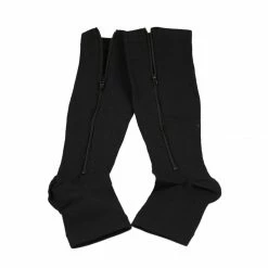 Allegra K Unisex Zip Up Knee High Ankle Band Toeless Compression Socks 1 Pack