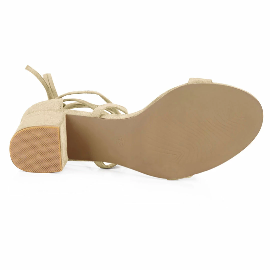 Allegra K Women's Lace Up Mid Chunky Heeled Sandals 14 Allegra K Women's Lace Up Mid Chunky Heeled Sandals