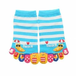 Allegra K Accessories Women 1 Pack Lightweight Stripes Cartoon Pattern Toe Socks 7-9