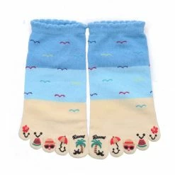 Allegra K Accessories Women Contrast Color Low Cut Cartoon Prints Toe Socks 1 Pack 7-9