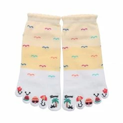 Allegra K Accessories Women Contrast Color Low Cut Cartoon Prints Toe Socks 1 Pack 7-9