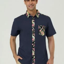 Allegra K 1310 8838 Men Summer Floral Print Pocket Short Sleeve Button Down Hawaiian Shirt 111 Allegra K 1310 8838 Men Summer Floral Print Pocket Short Sleeve Button Down Hawaiian Shirt