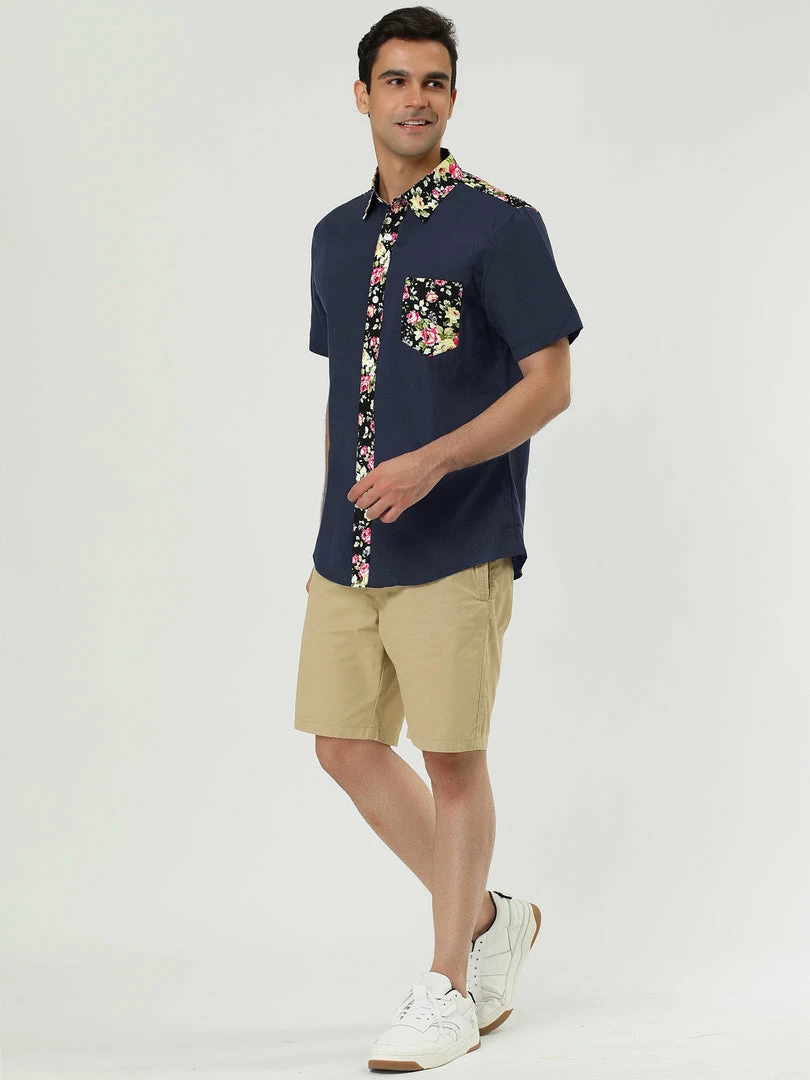 Allegra K 1310 8838 Men Summer Floral Print Pocket Short Sleeve Button Down Hawaiian Shirt 51 Allegra K 1310 8838 Men Summer Floral Print Pocket Short Sleeve Button Down Hawaiian Shirt