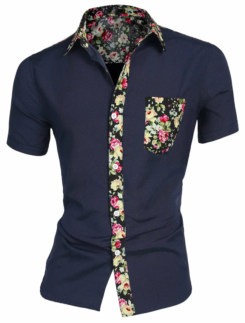 Allegra K 1310 8838 Men Summer Floral Print Pocket Short Sleeve Button Down Hawaiian Shirt 47 Allegra K 1310 8838 Men Summer Floral Print Pocket Short Sleeve Button Down Hawaiian Shirt