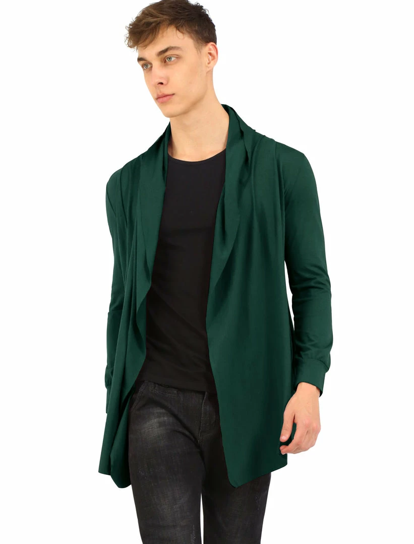 Allegra K C50 Men Shawl Collar Open Front Pockets High-Low Hem Long Cardigan 16 Allegra K C50 Men Shawl Collar Open Front Pockets High-Low Hem Long Cardigan