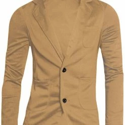Allegra K 1310-X01 Men Notched Lapel Solid Color Pockets Front Long Sleeve Knit Blazer Coats & Outerwear 85 Allegra K 1310-X01 Men Notched Lapel Solid Color Pockets Front Long Sleeve Knit Blazer Coats & Outerwear