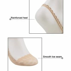 Allegra K Women Heelless Lace Back No Show Half Socks 10 Pack Accessories