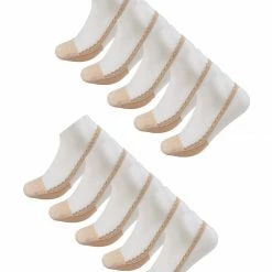 Allegra K Women Heelless Lace Back No Show Half Socks 10 Pack Accessories