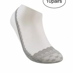 Allegra K Women Heelless Lace Back No Show Half Socks 10 Pack Accessories