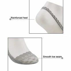 Allegra K Women Heelless Lace Back No Show Half Socks 10 Pack Accessories