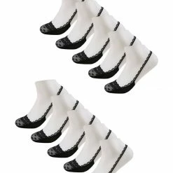 Allegra K Women Heelless Lace Back No Show Half Socks 10 Pack Accessories