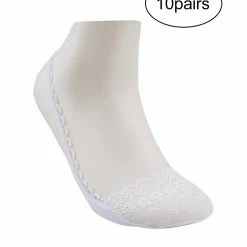 Allegra K Women Heelless Lace Back No Show Half Socks 10 Pack Accessories