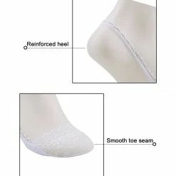Allegra K Women Heelless Lace Back No Show Half Socks 10 Pack Accessories