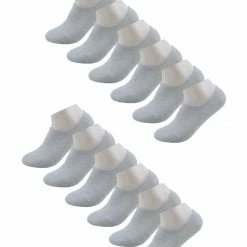 Allegra K Accessories Women 12 Pack Hidden Antiskid Silicon Gel Slip Boat Socks Size 9-11