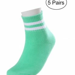 Allegra K Women Cuff Stripes Pattern Cotton Breathable Crew Socks 5 Pack 9-11 10 Allegra K Women Cuff Stripes Pattern Cotton Breathable Crew Socks 5 Pack 9-11