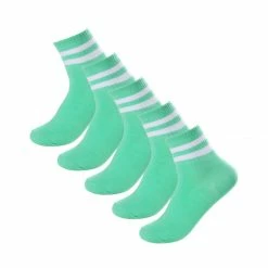 Allegra K Women Cuff Stripes Pattern Cotton Breathable Crew Socks 5 Pack 9-11