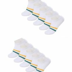 Allegra K Low Cut No Show Ankle Socks Stripes Cotton 10 Pairs Accessories