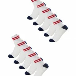 Allegra K Women 10 Pack Color Block Striped Pattern Cuff Cotton Crew Socks 10-12 Accessories