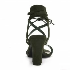 Allegra K YFL846-2 Women Open Toe Ankle Tie High Chunky Heeled Sandals