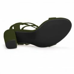 Allegra K YFL846-2 Women Open Toe Ankle Tie High Chunky Heeled Sandals