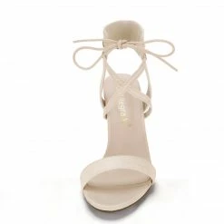 Allegra K YFL846-2 Women Open Toe Ankle Tie High Chunky Heeled Sandals