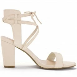 Allegra K YFL846-2 Women Open Toe Ankle Tie High Chunky Heeled Sandals