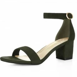 Allegra K Shoes Women's Open Toe Block Heel Ankle Strap Sandals