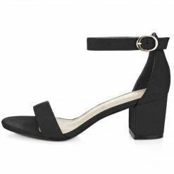 Allegra K Shoes Women's Open Toe Block Heel Ankle Strap Sandals