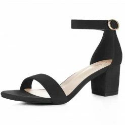 Allegra K Shoes Women's Open Toe Block Heel Ankle Strap Sandals