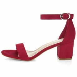 Allegra K Shoes Women's Open Toe Block Heel Ankle Strap Sandals