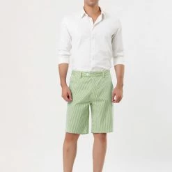 Allegra K Men's Summer Shorts Stripe Slim Fit Flat Front Seersucker Chino Short Pants