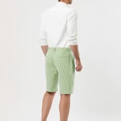 Allegra K Men's Summer Shorts Stripe Slim Fit Flat Front Seersucker Chino Short Pants