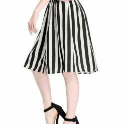Allegra K Women's Stripes Button Front Elastic Back A Line Midi Skirt 122 Allegra K Women's Stripes Button Front Elastic Back A Line Midi Skirt