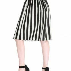 Allegra K Women's Stripes Button Front Elastic Back A Line Midi Skirt 124 Allegra K Women's Stripes Button Front Elastic Back A Line Midi Skirt