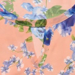 Allegra K Floral Prints Keyhole Chiffon Sleeveless Tank Top Women