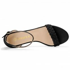 Allegra K YFL01162-2 Women Open Toe Cross Strap Mid Block Heel Sandals Shoes