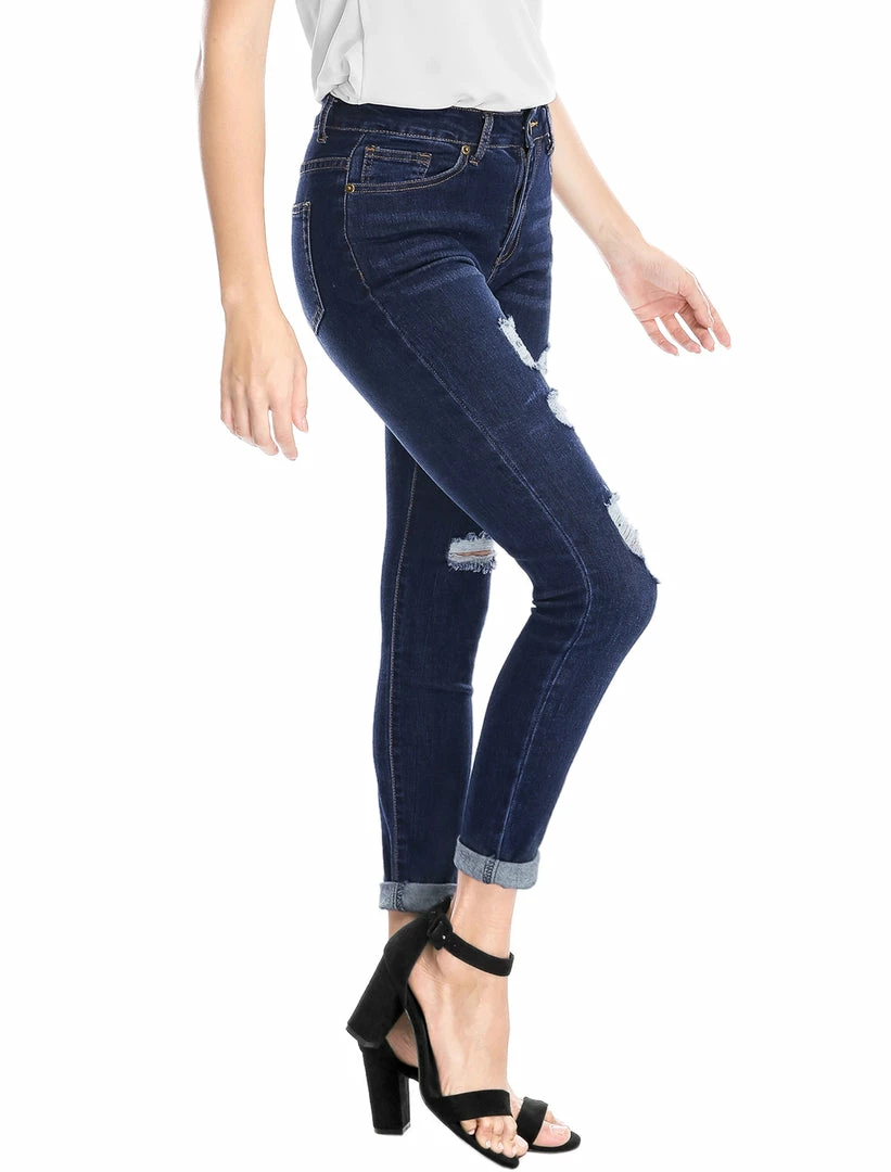 Allegra K Women's Mid Rise Washed Ripped Distressed Denim Skinny Jegging Jeans 20 Allegra K Women's Mid Rise Washed Ripped Distressed Denim Skinny Jegging Jeans