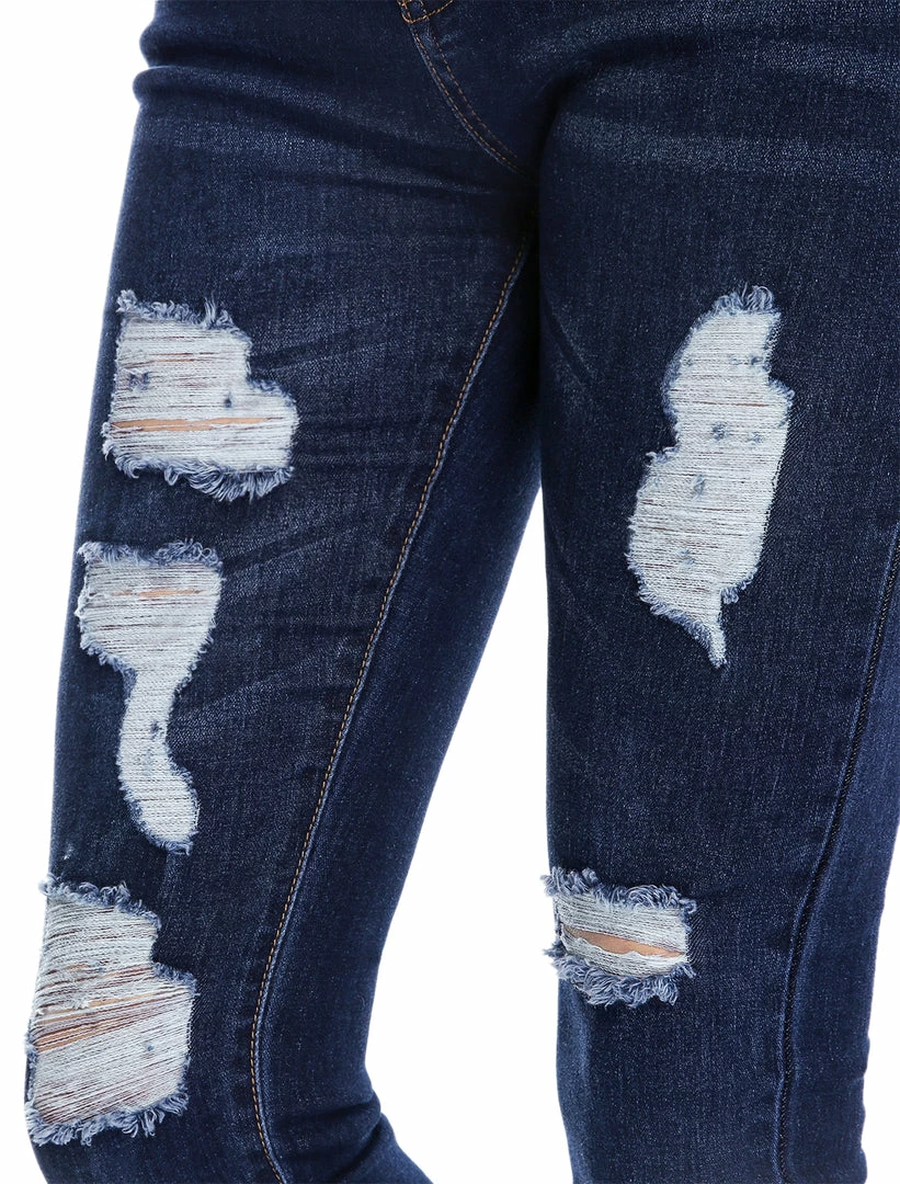 Allegra K Women's Mid Rise Washed Ripped Distressed Denim Skinny Jegging Jeans 22 Allegra K Women's Mid Rise Washed Ripped Distressed Denim Skinny Jegging Jeans