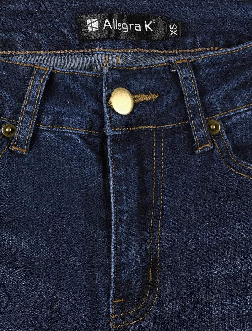 Allegra K Women's Mid Rise Washed Ripped Distressed Denim Skinny Jegging Jeans 23 Allegra K Women's Mid Rise Washed Ripped Distressed Denim Skinny Jegging Jeans