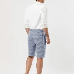 Allegra K Men's Summer Shorts Stripe Slim Fit Flat Front Seersucker Chino Short Pants