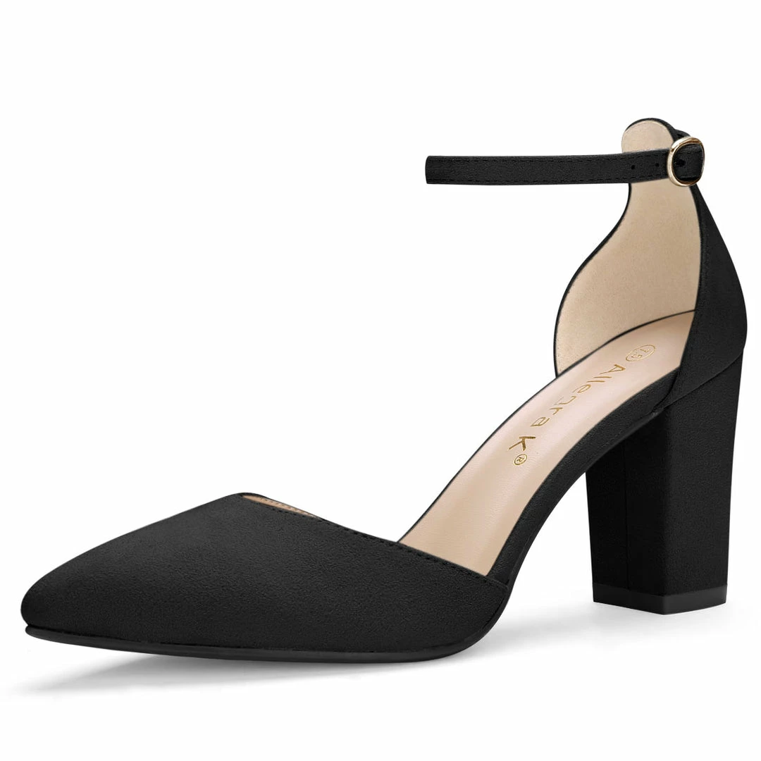 Allegra K Women's Point Toe Chunky High Heel Ankle Strap Pumps 17 Allegra K Women's Point Toe Chunky High Heel Ankle Strap Pumps