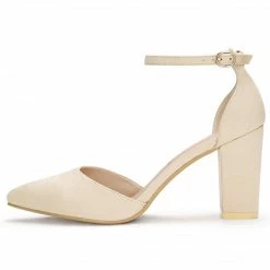 Allegra K Women's Point Toe Chunky High Heel Ankle Strap Pumps 36 Allegra K Women's Point Toe Chunky High Heel Ankle Strap Pumps