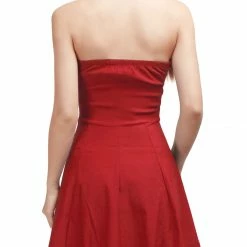 Allegra K Women's Strapless Exposed Zipper Front Tube Mini Party A-Line Dress