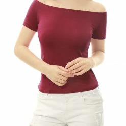 Allegra K Slim Fit Short Sleeves Off The Shoulder Cropped Top Clothing 92 Allegra K Slim Fit Short Sleeves Off The Shoulder Cropped Top Clothing