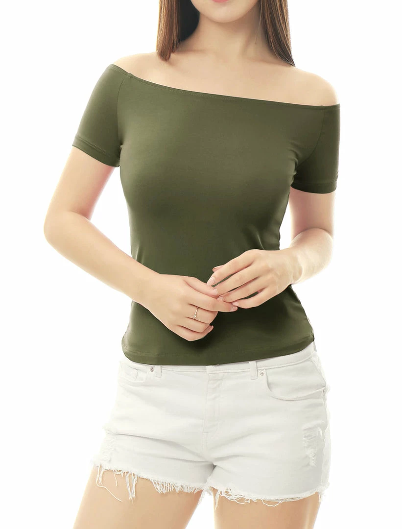 Allegra K Slim Fit Short Sleeves Off The Shoulder Cropped Top Clothing 11 Allegra K Slim Fit Short Sleeves Off The Shoulder Cropped Top Clothing