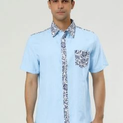 Allegra K 1310 8838 Men Summer Floral Print Pocket Short Sleeve Button Down Hawaiian Shirt 82 Allegra K 1310 8838 Men Summer Floral Print Pocket Short Sleeve Button Down Hawaiian Shirt