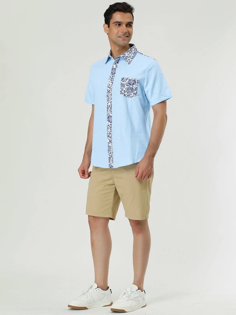 Allegra K 1310 8838 Men Summer Floral Print Pocket Short Sleeve Button Down Hawaiian Shirt 22 Allegra K 1310 8838 Men Summer Floral Print Pocket Short Sleeve Button Down Hawaiian Shirt